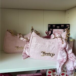 Juicy Couture Fashion Item With A Twist Light Pink Shoulder Bag with Gold Chain